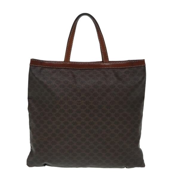 CELINE Macadam Canvas Hand Bag Pvc Leather Brown - Picture 3 of 12